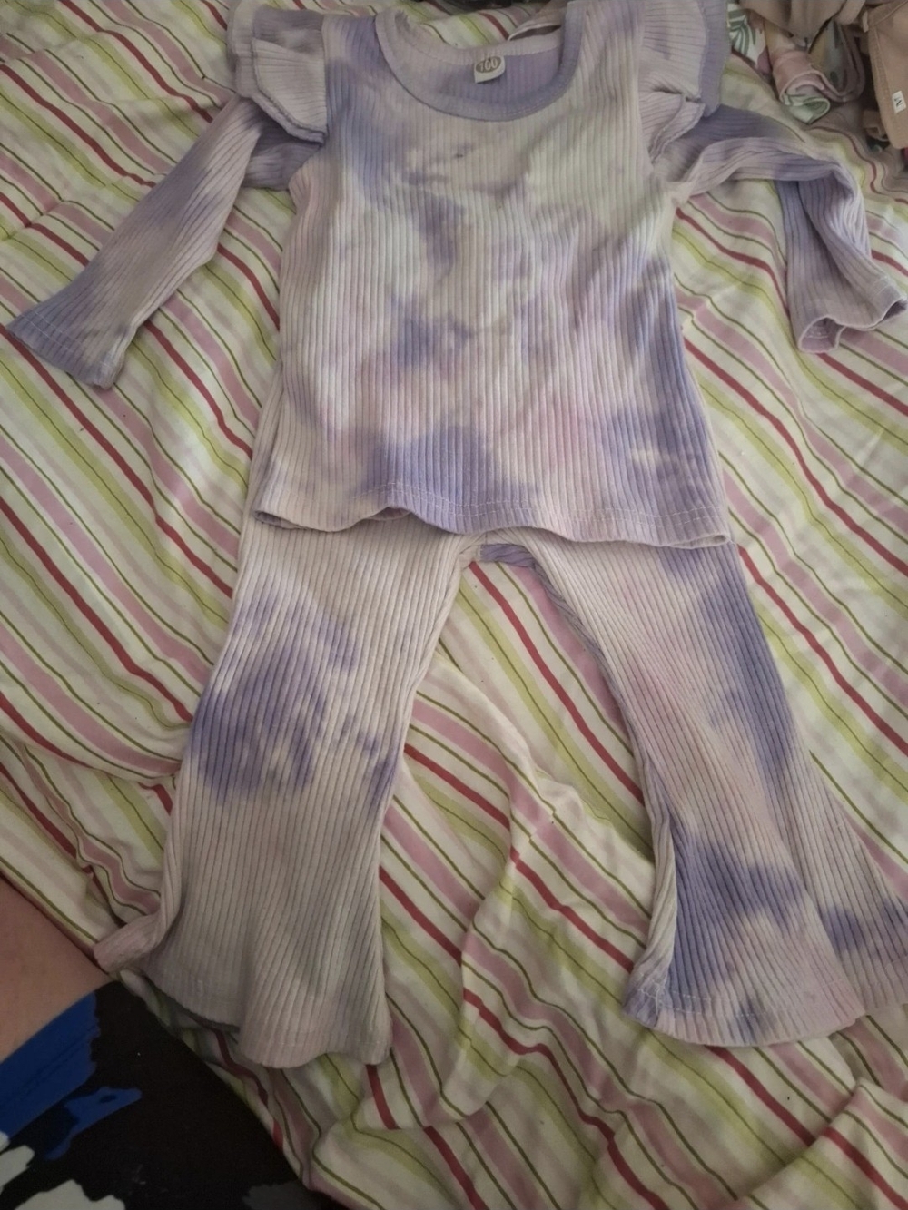 Kids Ribbed Tie-dye Set - Lavender